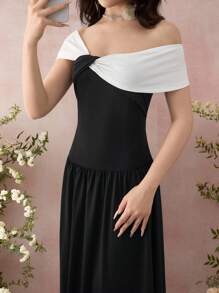 Pitira Pitira 少女优雅黑白拼色长裙、派对礼服、日常礼服 - 黑與白 - 查看 5