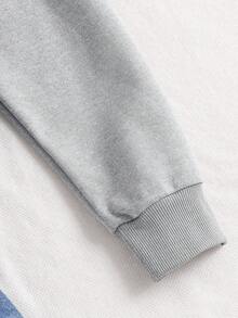 1pc Teen Girl Loose Fit Hooded Sweatshirt With Bow Embroidery Design, Long Sleeve, Pullover Sweatshirt, Autumn - Grey - View 5