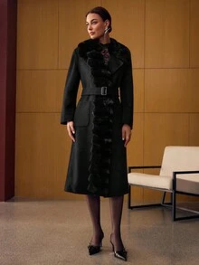 MOTF PREMIUM WOOL BELTED OVERCOAT - Black - View 4