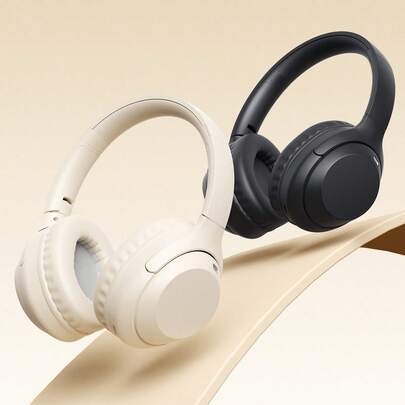 Madebyblanc Tai nghe không dây trùm đầu mới có băng đô co giãn, phủ kín toàn bộ tai, gọi HD, chụp tai có thể gập lại, âm thanh HIFI, âm trầm cực lớn, thời lượng pin dài, du lịch, công tác, sạc USB-C, quà tặng giá rẻ