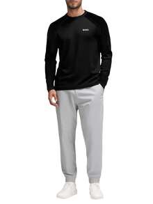 Hugo Boss Men's Round Neck Long Sleeve Casual Versatile T-Shirt - 001 Black - View 3