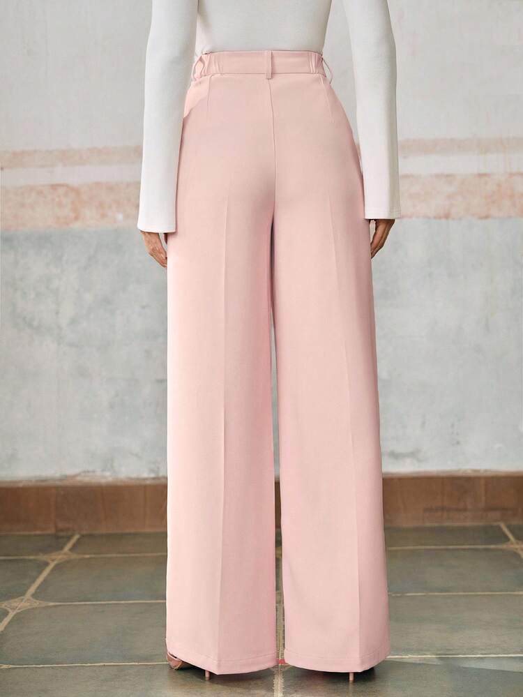 Women's Fashion Rhinestone Embellished Straight Leg Wide Leg Suit Pants