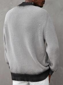 Manfinity Homme كنزة صوفية كاجوال للرجال من الصوف المنسوج بتصميم لوني مجزأ، خريف/شتاء - متعدد الألوان - مشاهدة 2