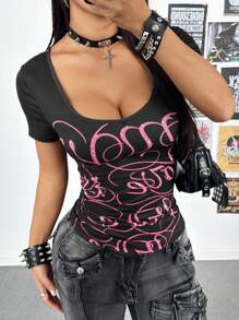 StreetHx Áo thun cổ tròn họa tiết chữ - màu đen - Xem 4