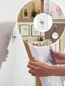 1pc/10/20 Pcs Of Photo Frame Wall Hooks, Transparent And Reusable Adhesive Hooks, Waterproof And Oil Resistant, Bathroom And Kitchen Wall Hooks