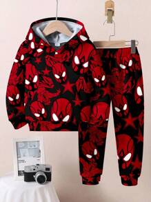 SHEIN 2pcs/Set Young Boys Loose Casual Comfortable Long Sleeve Hoodie Sweatshirt Set