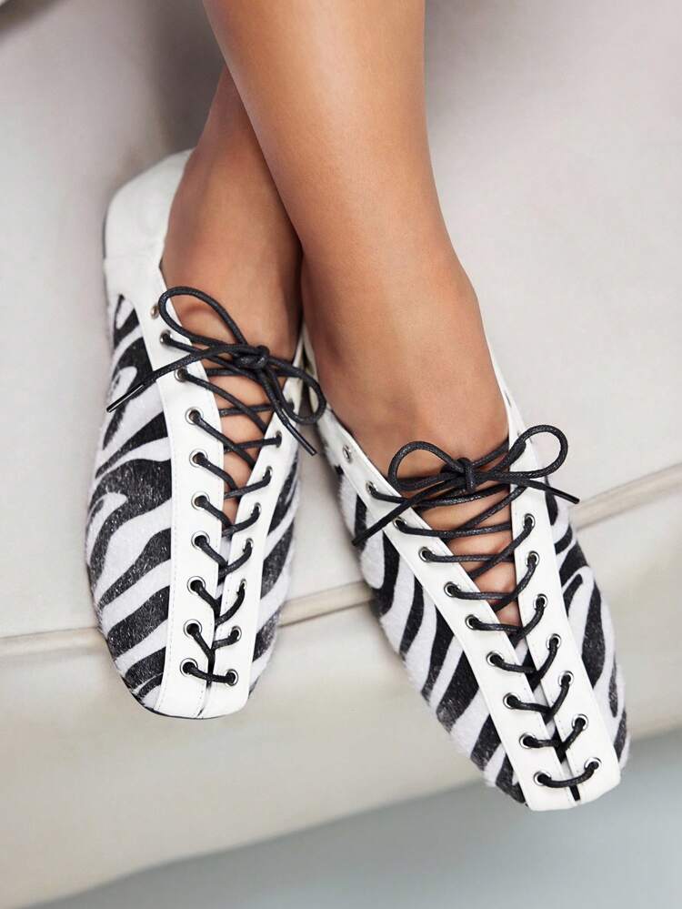 CUCCOO GRLICON 2000's Style Fashionable Minimalist Lace-Up Flat Shoes, Suitable For Motorcycle, Neutral, Sweet, Punk, Ballet, Back To School Outfits, Casual Wear, Spring/Summer, Vacation, Travel