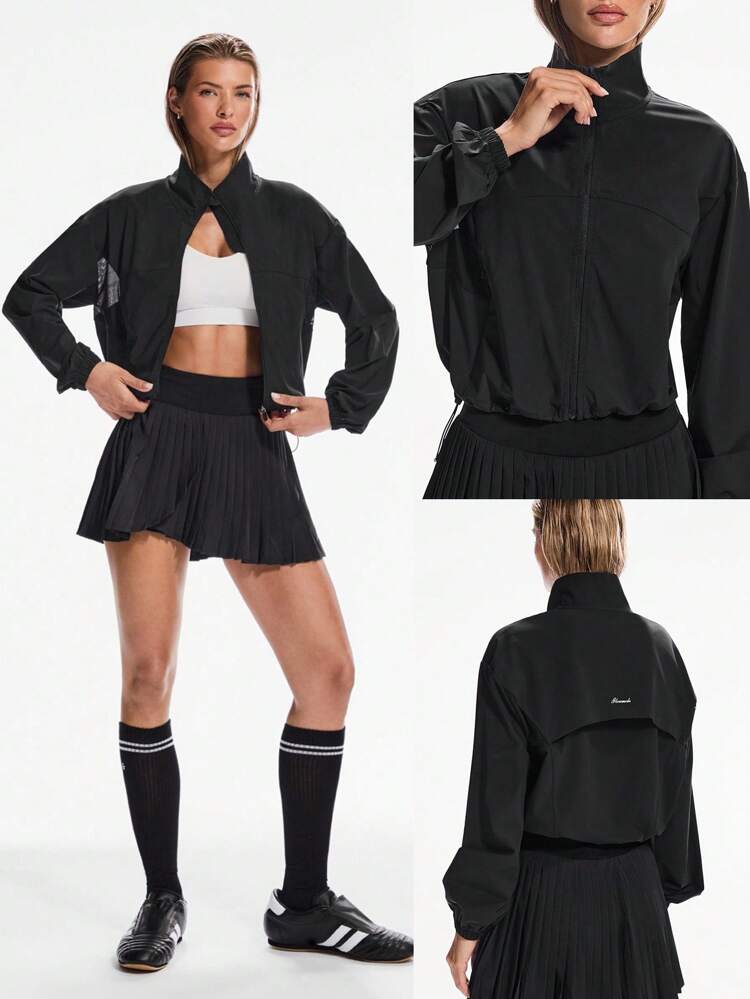 Chaqueta ligera y resistente al agua con panel de malla en la espalda y debajo de los brazos, ajustable en la cintura, para entrenamiento y tenis