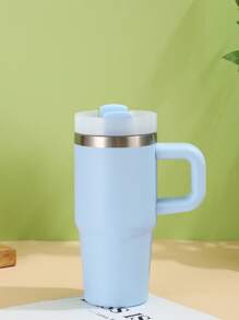 1 件 14 盎司带手柄和吸管的玻璃杯，不锈钢双层隔热杯，适用于玻璃杯热压升华烤箱打印、节日礼物、户外运动、旅行露营 - 彩色 - 查看 15