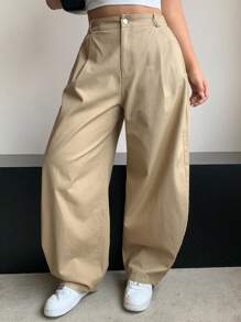 Dazy Plus 加大码宽松纯色灯笼裤，带抽绳下摆，街头风格设计，适合所有季节秋季