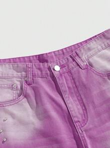 ROMWE MEN Street Life 男士彩色钻石宽松牛仔短裤