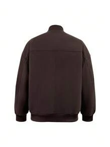 INAWLY 女士纯色落肩长袖宽松休闲棒球领夹克