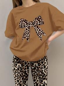 SHEIN 青少年女孩休闲简约短袖上衣和裤子两件套，夏季 - 白色 - 查看 3