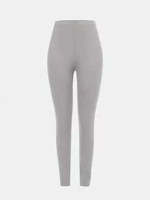 SHEIN Girlism 少女灰色立领拉链修身休闲运动服套装（含紧身裤、运动套装、学院服、慢跑服） - 灰色 - 查看 9