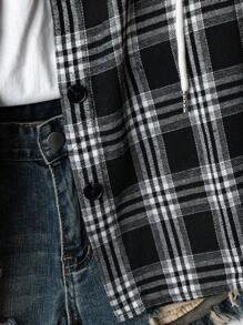 Linhara Plus Size Women's Casual Retro Hooded Plaid Contrast Color Shacket, Versatile Minimalist, Comfortable, Early Autumn Outerwear Fall Winter Cloth For Women