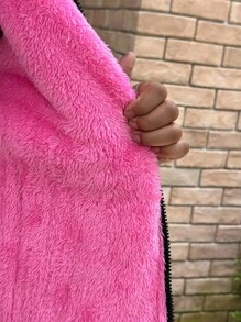 SHEIN Chaqueta acolchada de algodón con capucha, de forro polar, con estampado de grafiti, cintura con cordón y bolsillos cargo, versátil y casual para uso diario y escolar, para niñas preadolescentes, gruesa y cálida