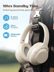 Madebyblanc Tai nghe không dây trùm đầu mới có băng đô co giãn, phủ kín toàn bộ tai, gọi HD, chụp tai có thể gập lại, âm thanh HIFI, âm trầm cực lớn, thời lượng pin dài, du lịch, công tác, sạc USB-C, quà tặng giá rẻ - Một cỡ - Xem 4