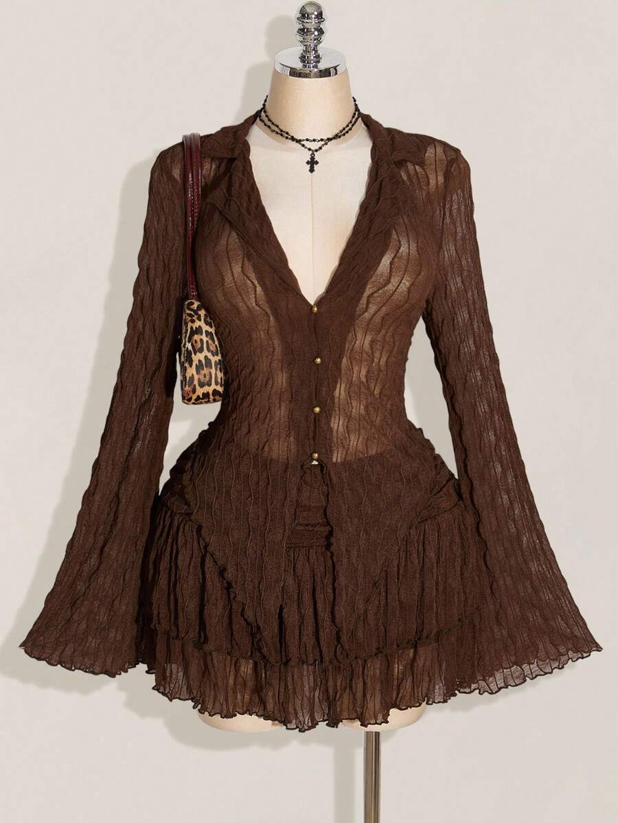 SHEIN ICON 大码休闲修身长袖上衣和裙子两件套，适合秋季