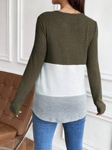 SHEIN 长袖孕妇哺乳T恤，适合日常休闲穿着 - 軍綠色 - 查看 2