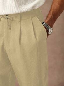 Manfinity Homme Men's Casual Drawstring Waist Black Pants, Fall