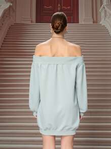 Franclia Fall Women Clothes,Women's Woven Autumn And Winter One Shoulder Long Sleeved Fashionable Loose Casual Versatile Regular Hoodie,Back To School Outfits Women Pullover - Light Grey - View 2