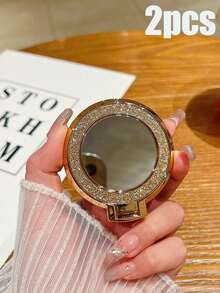 SHEIN 1 pièce Support magnétique pour téléphone portable, autocollant magnétique pour téléphone portable, support tout-en-un, miroir, papillon pailleté