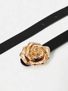 MOTF PREMIUM GOLD ROSE METAL DETAIL PU LEATHER BELT - Black - View 5