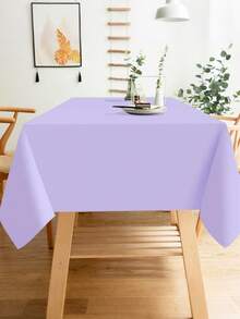 1 pièce/2 pièces Nappe jetable de couleur unie rectangulaire légère violet clair, en polyester, convient pour les mariages, les anniversaires, les rassemblements quotidiens, les décorations de fête, facile à nettoyer