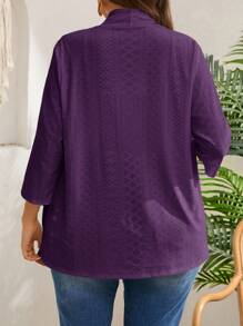 EMERY ROSE Plus Size Plain Long Sleeve Coat, Casual Daily Wear,Vacation,Boho