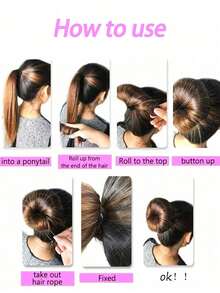 SHEIN Hair Donut Bun Maker, 17cm DIY Hair Foam Circular Mesh Hair Bun Scrunchie, Ballet Hair Bun Maker, Ponytail Holder Accessories Home Bathroom - Multicolor - View 7