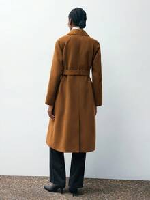 Maija Áo khoác dài hai mặt dành cho nữ mùa thu sớm 2025, mùa đông thu cho nữ, trang phục Halloween cho nữ, trang phục năm mới cho nữ, trang phục Lễ Tạ ơn cho nữ, trang phục thường ngày cho nữ, áo khoác màu nâu - Màu Khaki - Xem 3