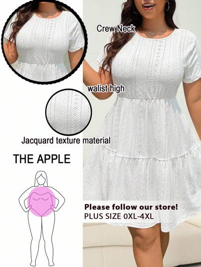 Solflare Plus Size Women Summer Casual White Mesh Embroidery Flare Hem Dress,Flowy Dress Valentine's Day Outfit