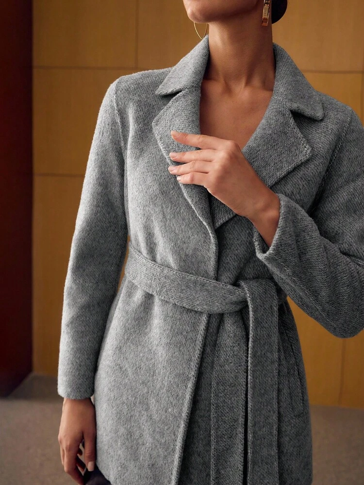 WOOL BELTED SLANT POCKET OVERCOAT