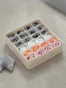 SHEIN 1 pezzo Scatola portaoggetti per biancheria intima lavabile, pieghevole, con 7/16/24 scomparti, organizer per reggiseni, calze, cassetti, organizzatore multifunzionale per la casa