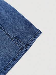 SHEIN MOD 女式牛仔紧身胸衣和迷你裙合身时尚套装 - 中等水洗藍 - 查看 3