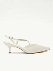 CUCCOO CHICEST 米色系带水钻尖头小猫跟鞋 闭趾优雅时尚婚礼派对高跟鞋 - 米色 - 查看 9