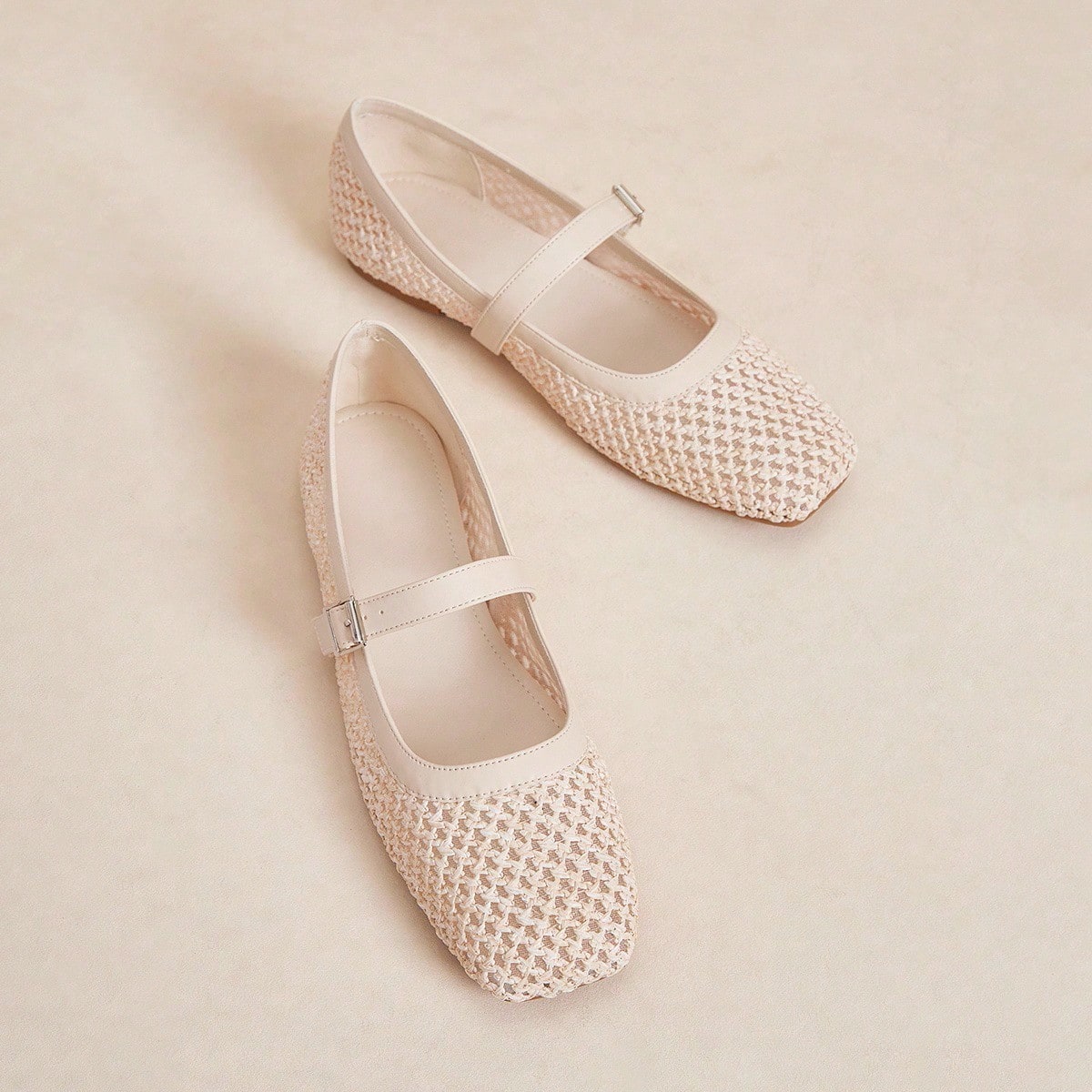 Nuevos zapatos planos casuales de verano para mujer, de moda versátil, con escote bajo, de malla tejida transpirable y hueca