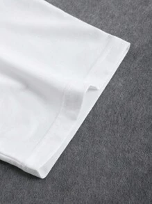 Manfinity Homme Loose Fit Men's Solid Color Round Neck Short Sleeve Casual T-Shirt - White - View 5