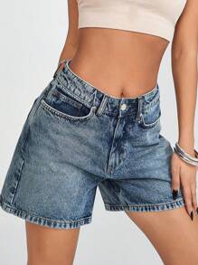 EURMUSE Summer Slant Pocket High Waist Casual Denim Mini Shorts Women S Clothes Women Clothing Y2k Woman S Summer Clothes Women S Bottoms - Medium Wash - View 6