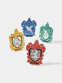 HARRY POTTER X SHEIN 4 Stücke/Set College Stil Emaille Brosche, Cartoon Anime kreative elegante Legierung Abzeichen Accessoires
