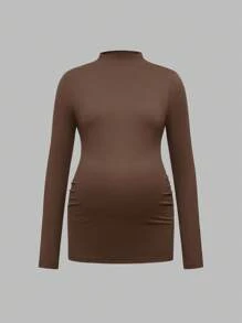 Modmama 秋装，秋季服装，孕妇装 秋季服装 孕妇装 休闲纯色立领修身T恤 孕妇衬衫 孕妇衬衫 长袖孕妇上衣 弹力孕妇衬衫 长袖孕妇衬衫 - 彩色 - 查看 11