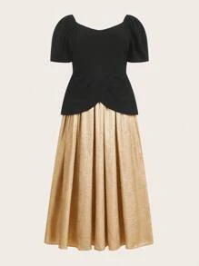 Ellevyn Vestido elegante de talla grande con bloques de color para Halloween, ropa de Halloween, disfraces de Halloween, ropa de Halloween para mujeres, disfraces de Halloween para mujeres de talla grande, disfraces de Halloween, fiesta de Halloween, atuendo de talla grande para mujeres, ropa para salir, ropa de otoño, vestidos largos para mujeres, vestido dorado, vestidos para mujeres, vestidos elegantes para mujeres - Multicolor - Ver 8