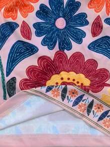 2 قطعة لباس علوي نسائية كاجوال بطباعة زهرية ريترو، بنمط زهري مريح للعطلات والوقت الحر