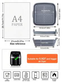 SHEIN Basic living 1 PC Silicone Nồi Chiên Không Dầu Air Fryer Nồi Lót Nồi Chiên Không Dầu Air Fryer Nhà Bếp Nồi Chiên Không Dầu Air Fryer Lót Nồi Chiên Không Dầu Air Fryer Giấy Airfryer Air Frier - Xám - Xem 7