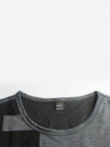 Manfinity Homme 男士撞色T恤&腰部抽繩衛褲 - 深灰色 - 查看 4