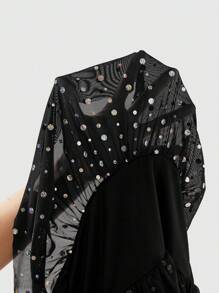 SHEIN SXY Plus Size Women Solid Color Sequin Multi-Layer Ruffle Hem Short Fashion Mini Skirt,Club Outfits Women Sexy; Sequin / Rhinestone