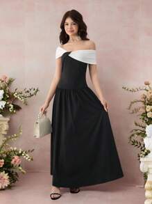 Pitira Pitira 少女优雅黑白拼色长裙、派对礼服、日常礼服 - 黑與白 - 查看 4