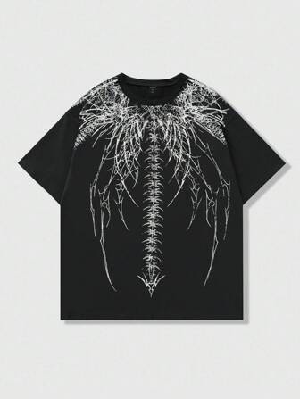 Goth Camiseta casual de cuello redondo de manga corta con estampado para hombre, camiseta de uso diario