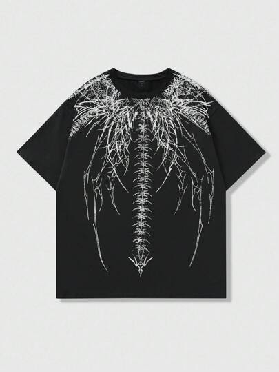 Goth T-shirt à col rond et manches courtes imprimé pour homme, tenue décontractée quotidienne, style années 2000