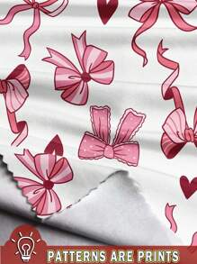 SHEIN Happikins Baby Girl Casual Minimalist Butterfly & Heart Printed Snug Fit Crew Neck Short Sleeve Top & Pants Homewear Set, Suitable For Summer